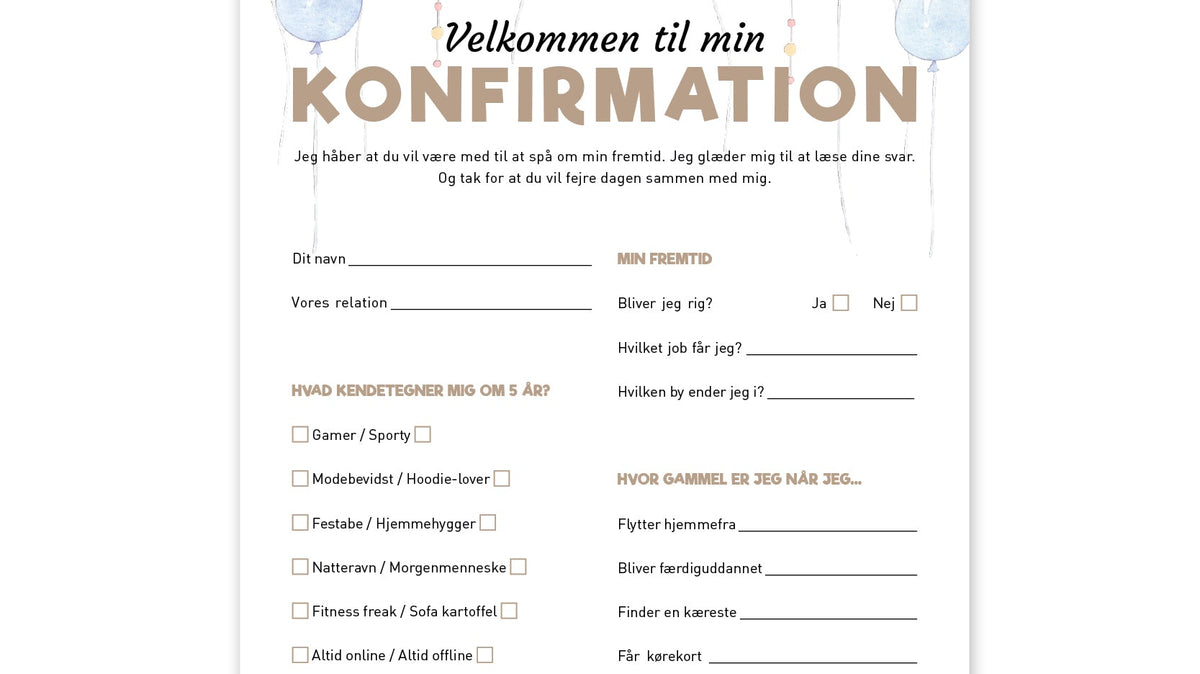 Fremtidsquiz til konfirmation