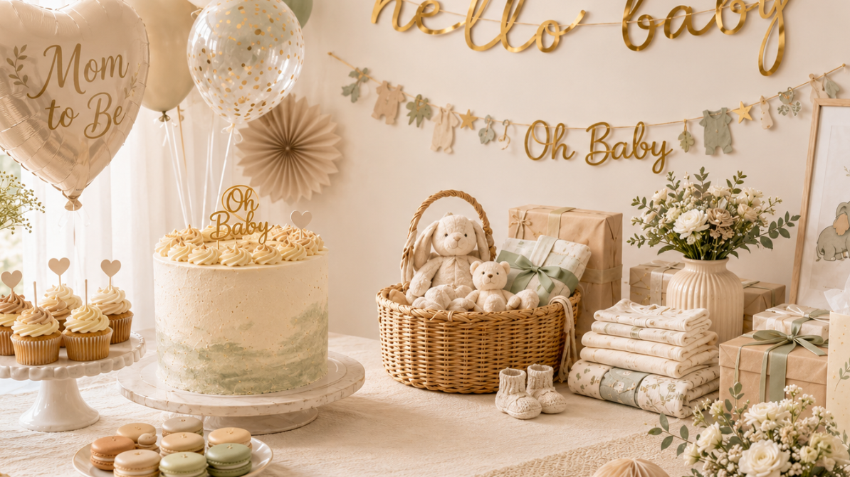Babyshower: Den ultimative guide til pynt, lege, gaver og kage