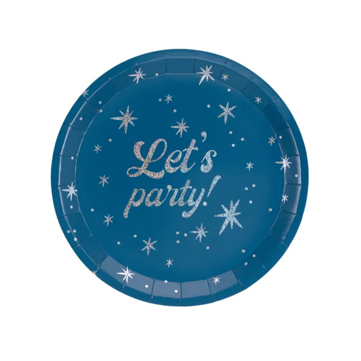 Paptallerkener "Let's Party" – Mørkeblå – 23 cm – 6 stk.
